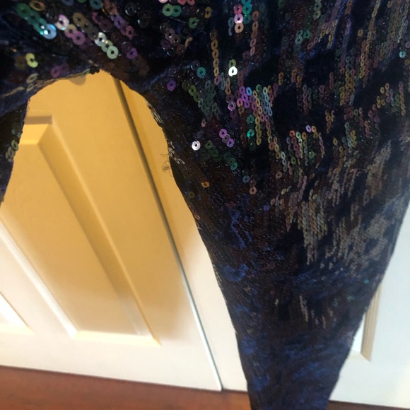 BeBe Sequin Jumpsuit Strapless with Adjustable Straps Ultra Violet sz 10 - Picture 6 of 7